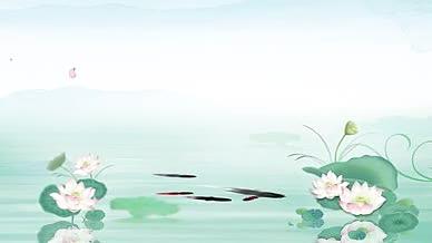 大气中国风水墨荷花鱼塘循环动态背景视频的预览图